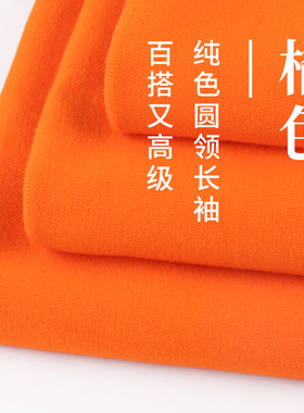 Basic Cotton TShirt Long Sleeve Tee Tops250g重磅显白橘色