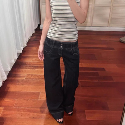 american retro low rise baggy jeans women's summer pants女裤