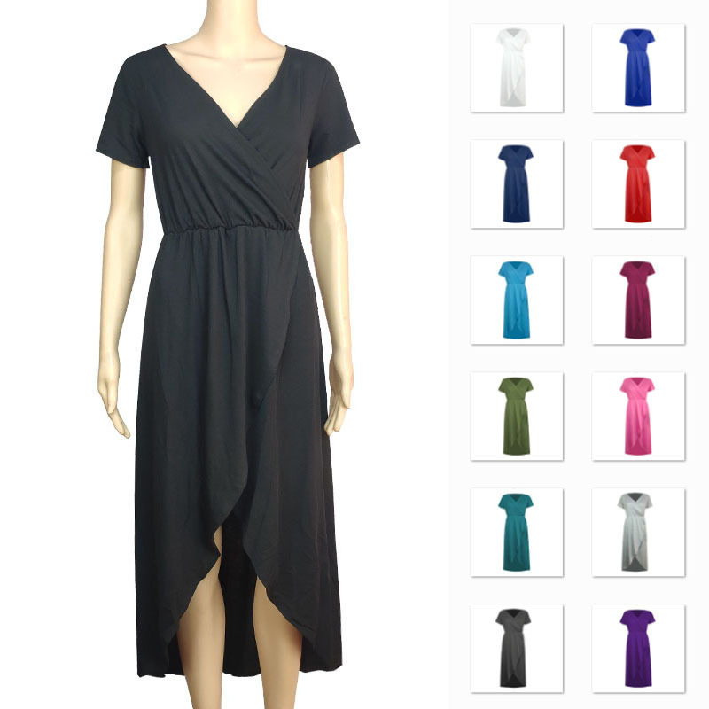 summer dress women elegant ladies vestidos2026欧美女交叉短袖图片