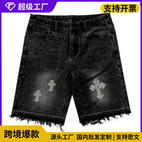 Y2K Gothic Denim Shorts Retro Shorts Hip Hop Men Women Jorts