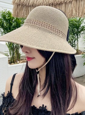 summer hat sun hats wide brim cap beach outdoor太阳帽女空顶