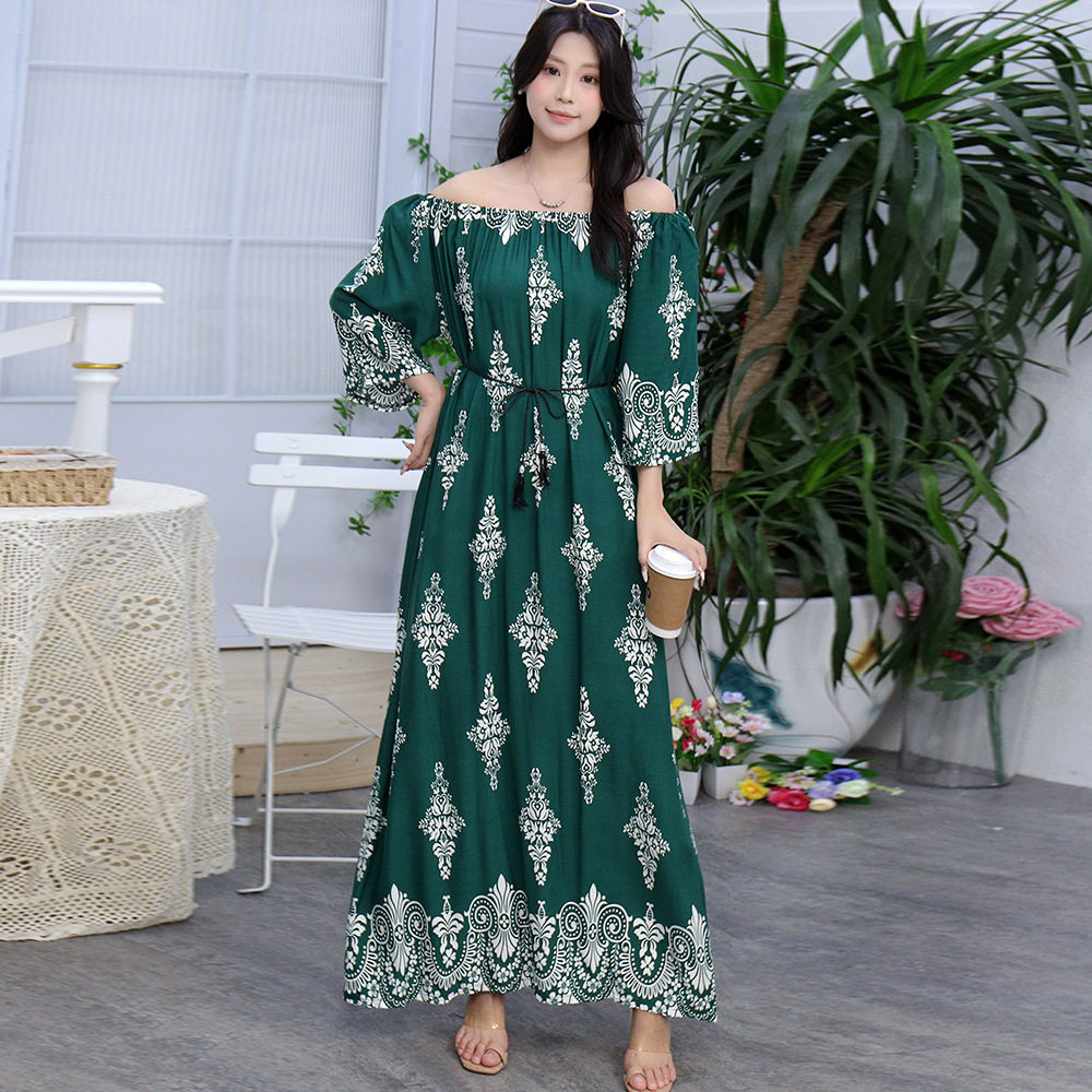 Long Dress Women Maxi Vestidos Boho Beach200斤胖女孩连衣裙