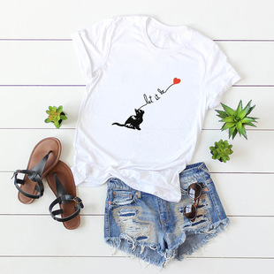 Tshirt Shirt 纯棉T恤女短袖 cotton Couple Casual women Print