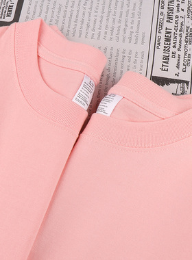 cotton tshirt long sleeve pullover tops250g重磅浅粉色精梳