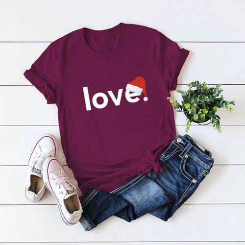纯棉T恤女women cotton Tshirts Merry Christmas Couple T Shirt