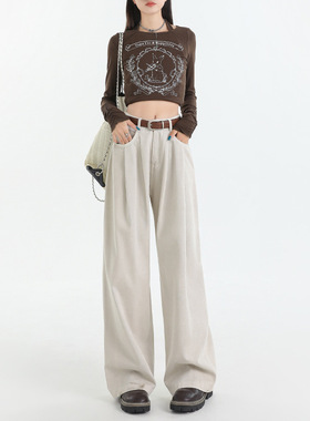 Women Jeans Denim Pants Trouser秋季韩版蓝色牛仔阔腿裤女高腰