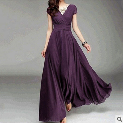 summer dress women casual elegant lady vestidos欧美v领短袖波