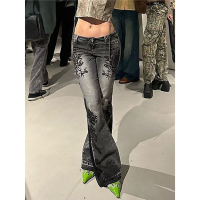 y2k jeans shorts美式复古y2k千禧辣妹牛仔裤女新款低腰修身显瘦