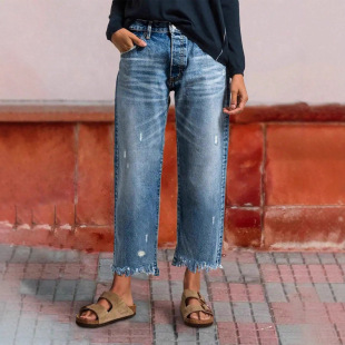 denim jeans pants ladies 牛仔 womens trouser女八分裤 straight