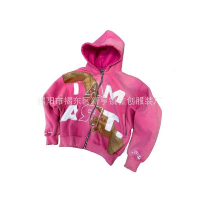 Y2k Streetwear Mens Sweatshirt Letter Zipper Male Hoodie Man