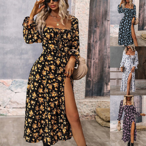 summer dress women elegant ladies vestidos新款欧美长袖露背波