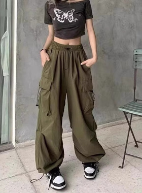 women y2k baggy cargo pants solid low rise joggers pants女裤