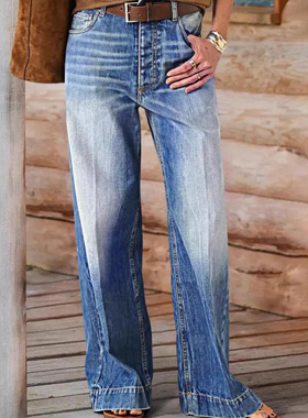 women's baggy jeans 2026 牛仔阔腿裤弹力大直筒Ladies wide leg