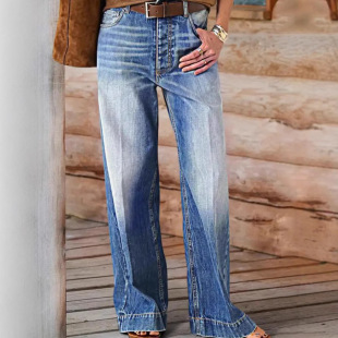 jeans 2026 牛仔阔腿裤 women wide baggy 弹力大直筒Ladies leg