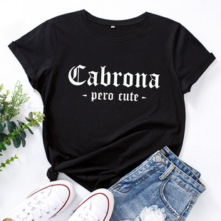 woman cotton tshirts for women tee tops 纯棉宽松圆领创意字母