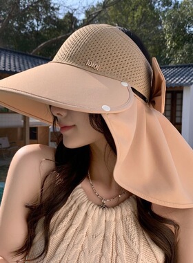 summer hat sun hats wide brim cap beach outdoor女可拆卸披肩