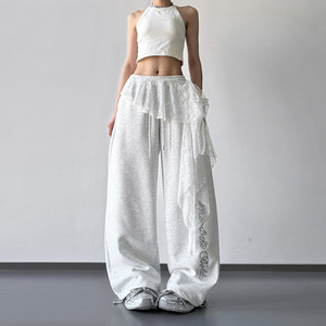Embroidered Flower Lace Mini Skirts Irregular Y2K Streetwear