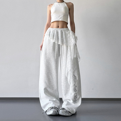 Embroidered Flower Lace Mini Skirts Irregular Y2K Streetwear