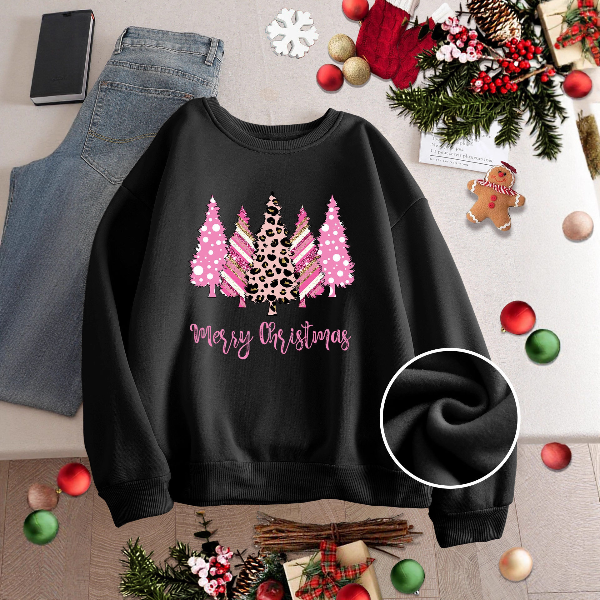 womens hoodies ladies sweater tops女卫衣圣诞节圣诞树卫衣