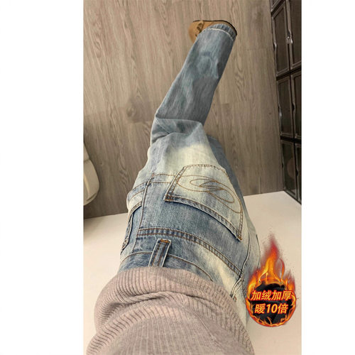women american retro jeans wide leg denim pants新款水洗蓝