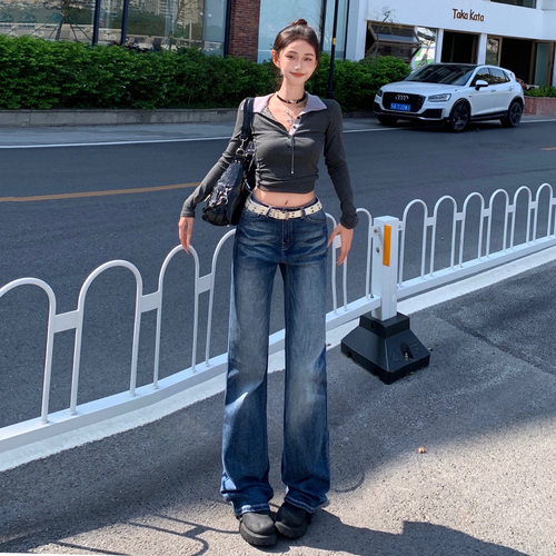 fashion women jeans sexy low rise denim pants辣妹复古弹力窄