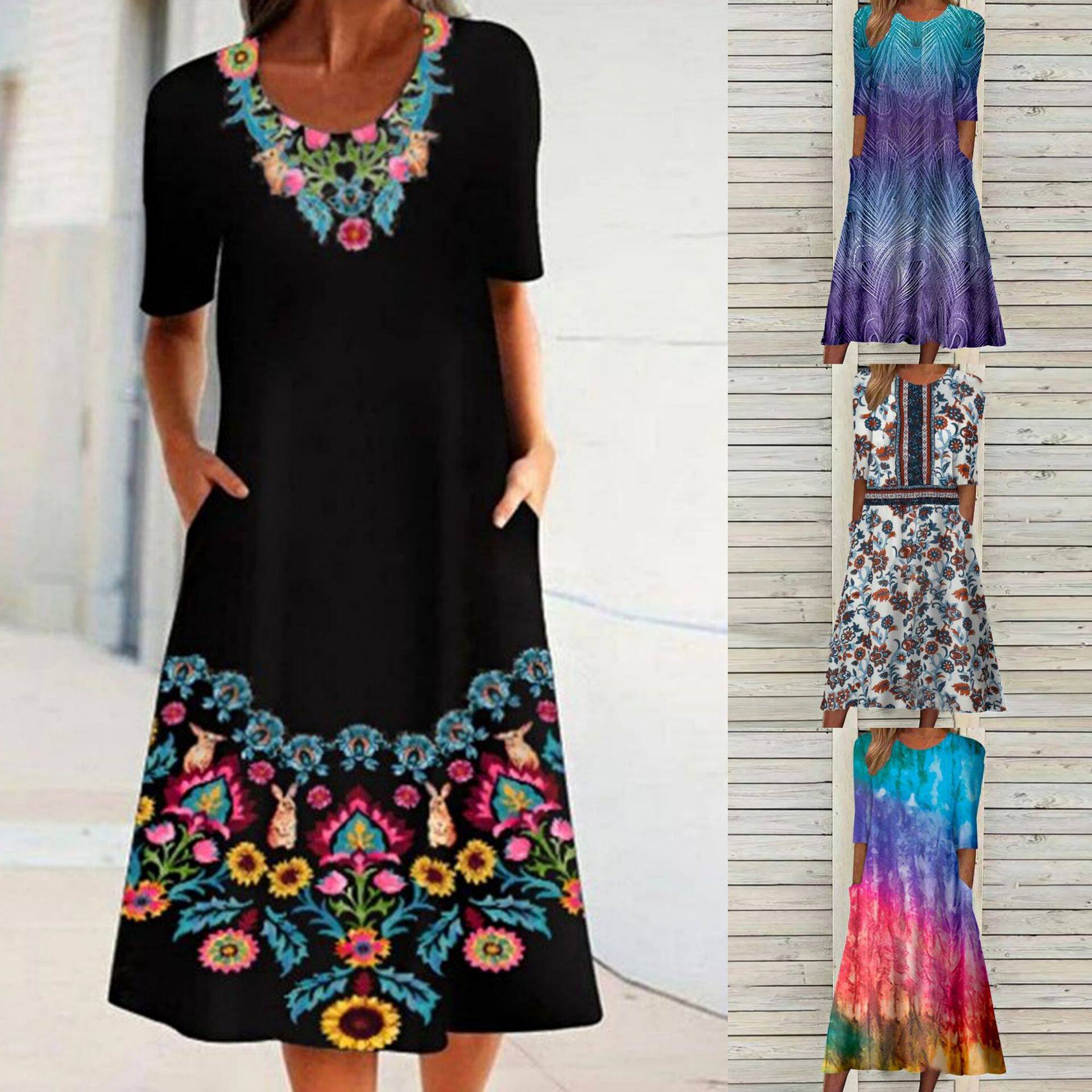 summer dress women casual elegant lady vestidos欧美新款 潮流图片