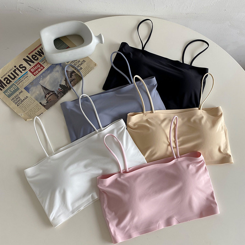 women crop top girl Camis Tank Bar一字吊带裹胸抹胸学生发育期