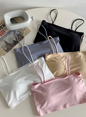 women crop top girl Camis Tank Bar一字吊带裹胸抹胸学生发育期