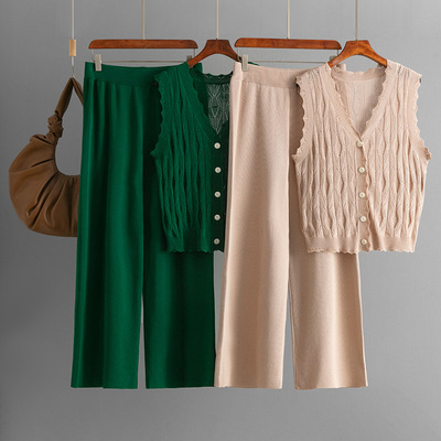 knitted vest sleeveless t-shirt新款简约开衫宽松无袖针织背心