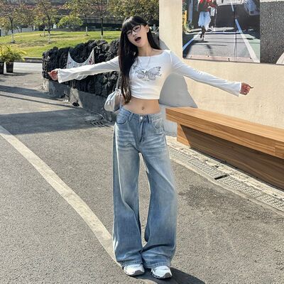 baggy jeans versatile loose denims pants vintage trousers
