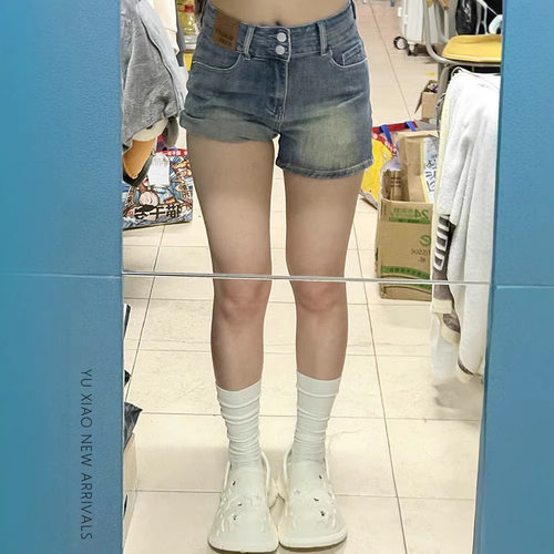 fashion women american retro jeans denim pants复古牛仔短裤女