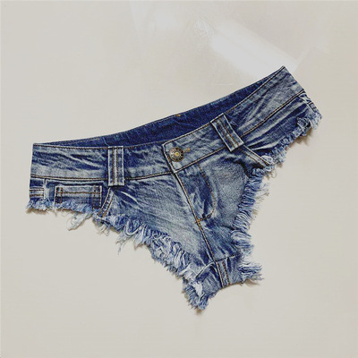 Women Sexy Low Waist Hole Tassel Denim Shorts女裤Jeans Thong