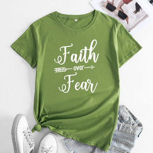 tshirt girl tee Summer fear cotton Tops纯棉Faith t恤女 women