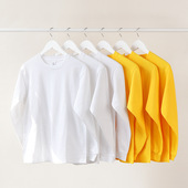 tee basic tops250g重磅鲜黄色纯棉 long sleeve cotton tshirt