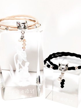 原创小众设计 狐狸头绳高级耐用弹力豆豆皮筋发圈水晶韩系ins发绳