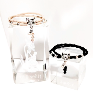 原创小众设计 狐狸头绳高级耐用弹力豆豆皮筋发圈水晶韩系ins发绳