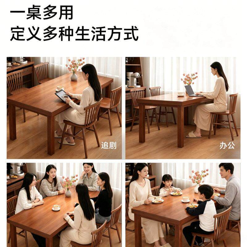 餐桌北欧客厅家用吃饭长桌子现简约餐厅饭桌靠墙公书桌大板桌