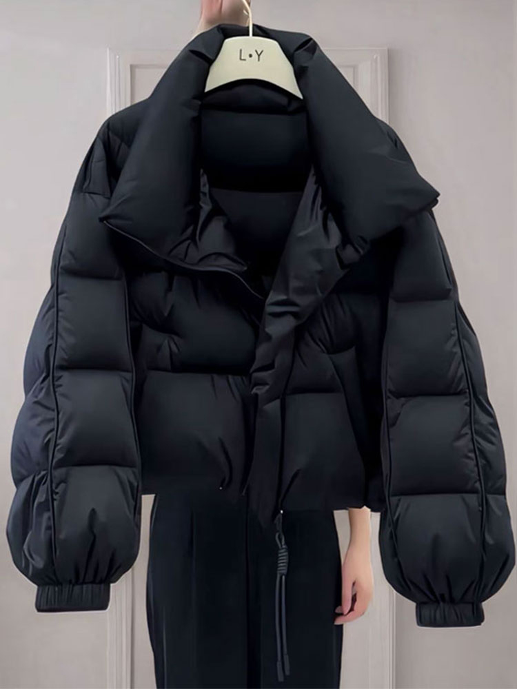 独特超好看黑色短款羽绒棉服女秋冬季2025新款小个子洋气棉袄外套
