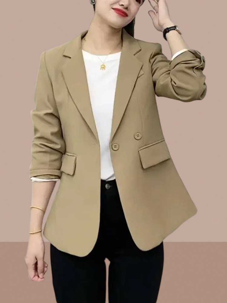 여성용 스몰 블레이저 2024 봄 가을 신상 캐주얼 정장 기질 짧은 쁘띠 탑 여성 의류
