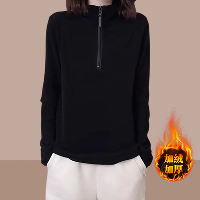 德绒长袖女士卫衣2025秋冬季新款加绒加厚爆款小个子女装打底衫