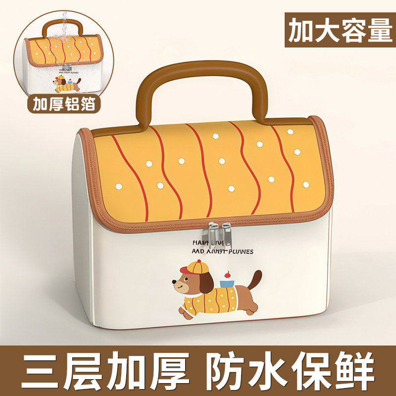 日本保温袋手提加厚铝箔饭盒袋饭盒小学生上学专用餐盒防水便当包