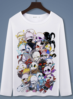 undertale 传说之下 秋冬款长袖白色T恤 sans衣服 男女儿童打底衫