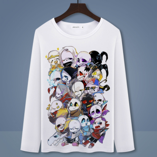 undertale 传说之下 秋冬款长袖白色T恤 sans衣服 男女儿童打底衫