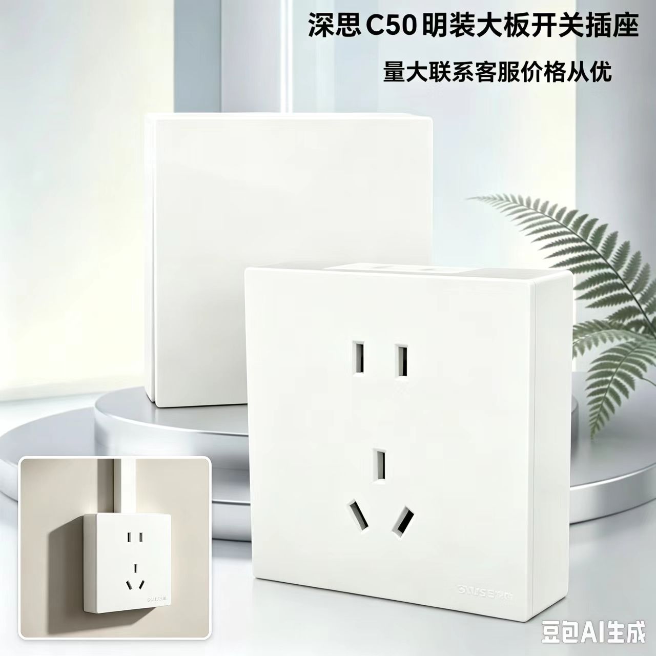 深思明装大板开关插座超薄超宽间图片