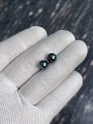 小蓝莓配对耳钉 8.35，8.31mm大溪地 耳钉 自然光拍摄