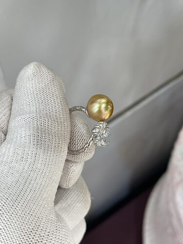 11.47mm浓金金珠戒指 精工s925镶嵌