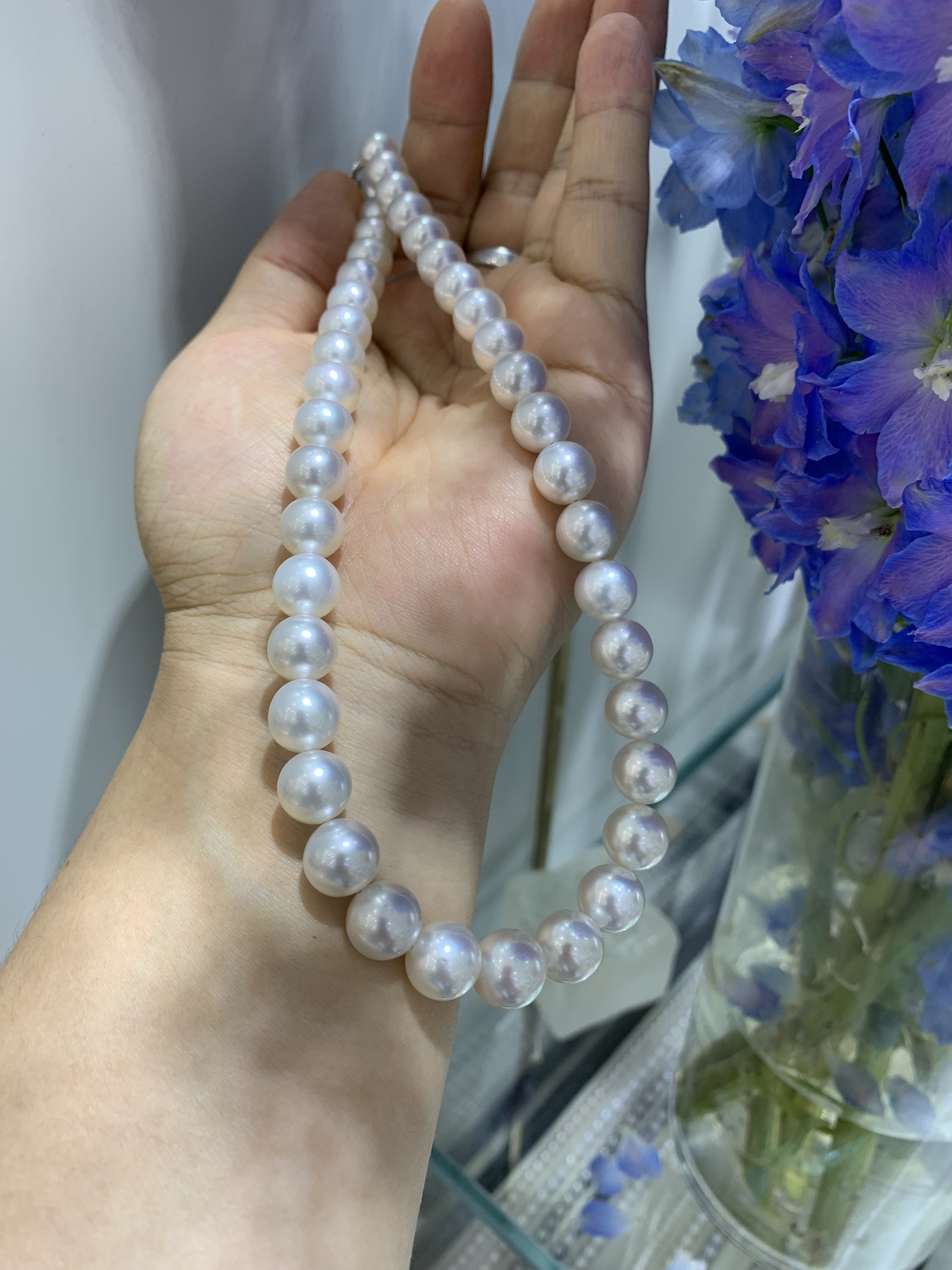 新品9～11mm正圆极光澳白维纳斯项链 真科研ss维纳斯一级证书