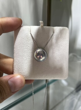 日本成品14～15mm星空蓝马贝吊坠 pt850镶嵌