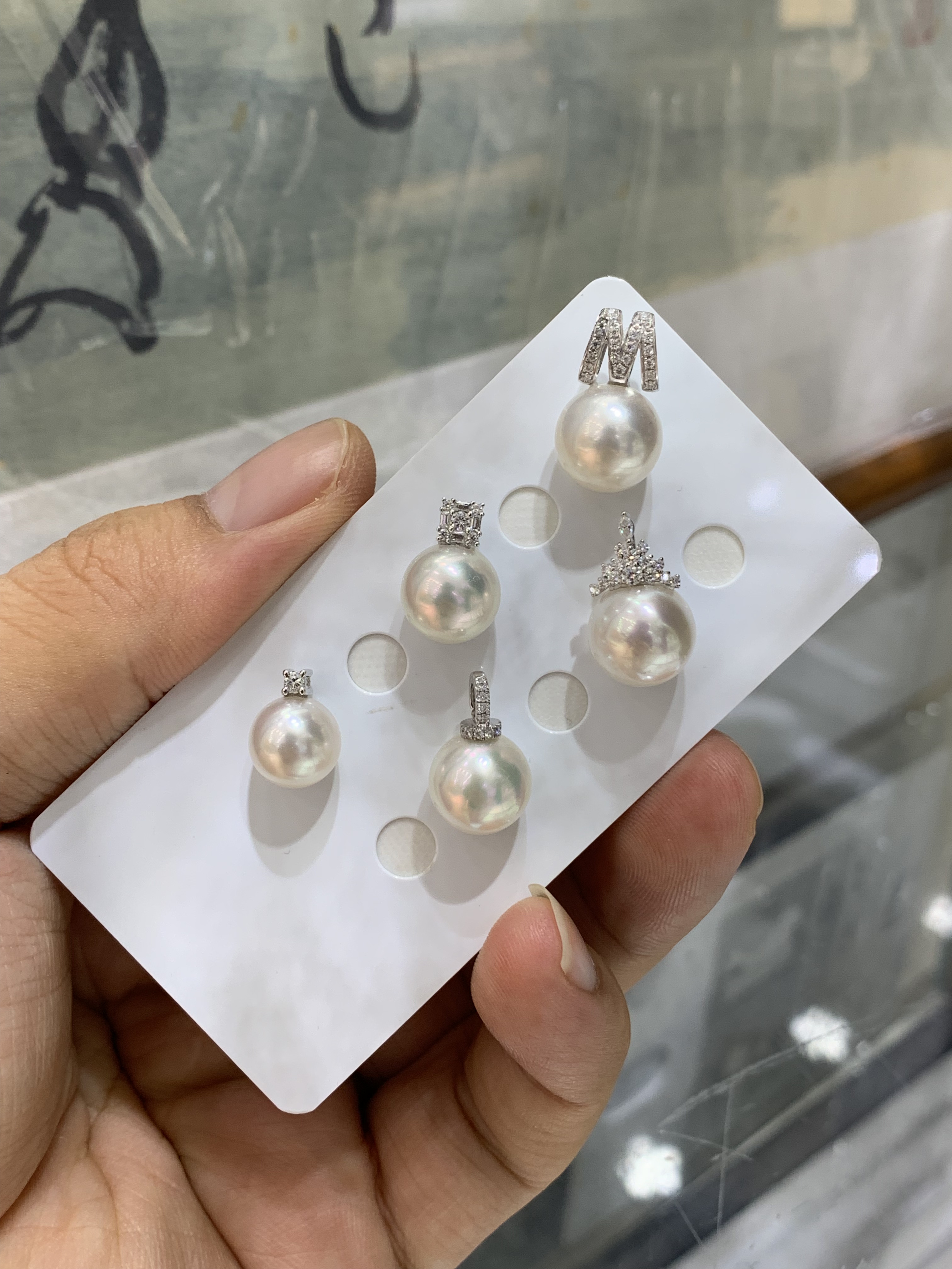 完美无瑕，极光澳白珍珠吊坠 18k m吊坠 冰雪 方糖 奶嘴 戴妃吊坠