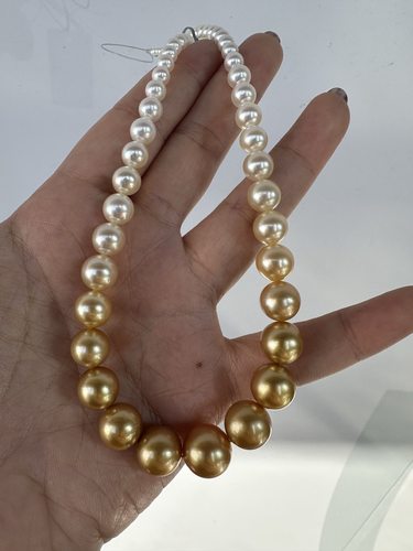 真科研ac四季彩项链3～11.8mm极光akoya 浓金金珠